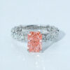 Radiant Cut Lab Diamond Silver Ring 18K Gold Plated D Color