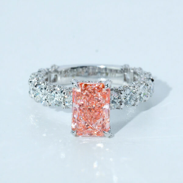 Radiant Cut Lab Diamond Silver Ring 18K Gold Plated D Color