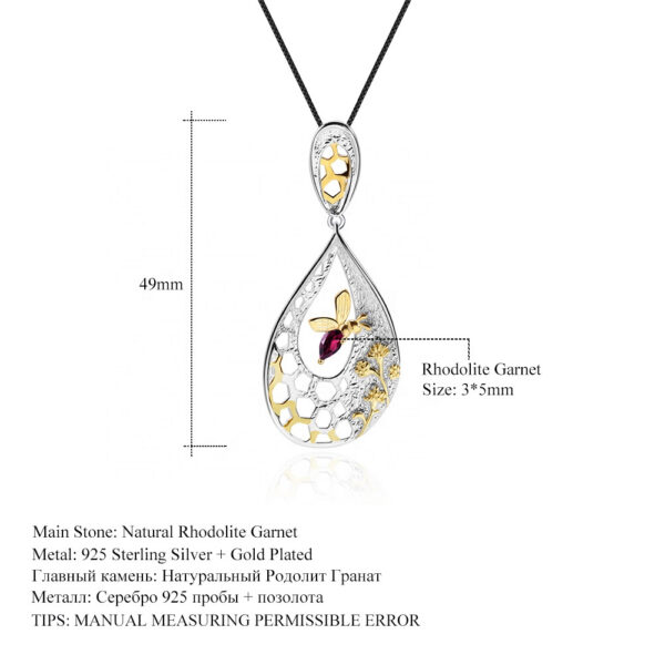 Red Garnet Silver Pendant Fashion Jewelry