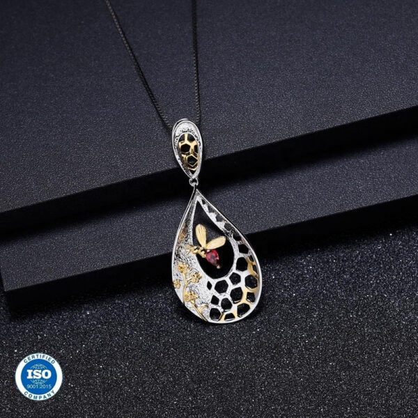Red Garnet Silver Pendant Fashion Jewelry