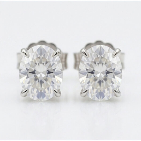 Rhodium Plated Moissanite Stud Earrings for Wedding Wear