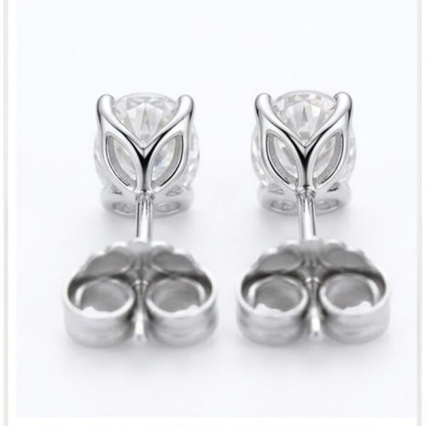 Rhodium Plated Moissanite Stud Earrings for Wedding Wear