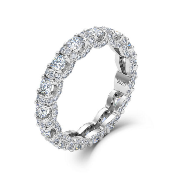 Rhodium Silver Moissanite Tension Ring Unisex Bridal Style