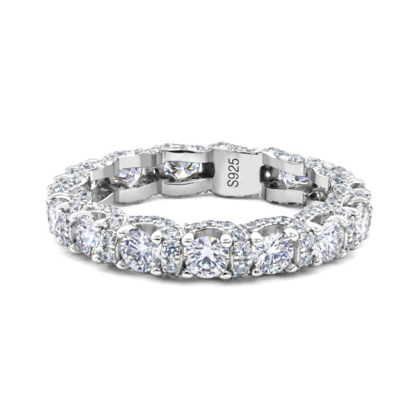 Rhodium Silver Moissanite Tension Ring Unisex Bridal Style