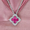 S925 Silver Four Leaf Clover Lab Ruby Pendant Jewelry