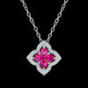 S925 Silver Four Leaf Clover Lab Ruby Pendant Jewelry