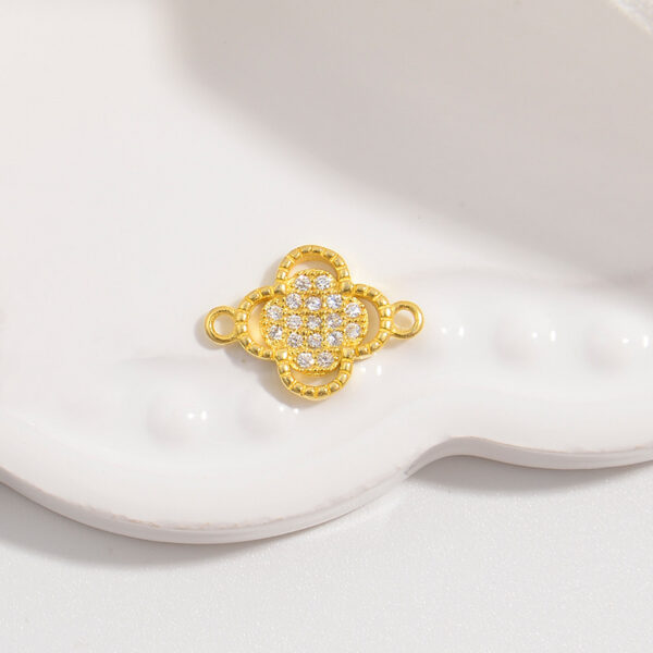Sterling Silver Gold Plated Clover Zircon Charm Connector