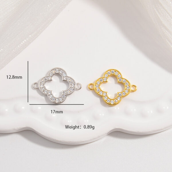 Sterling Silver Gold Plated Clover Zircon Charm Connector
