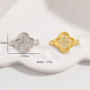 Sterling Silver Gold Plated Clover Zircon Charm Connector