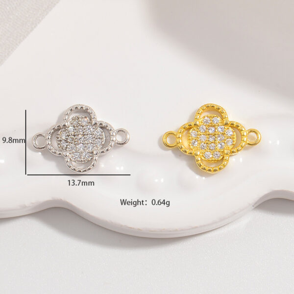 Sterling Silver Gold Plated Clover Zircon Charm Connector