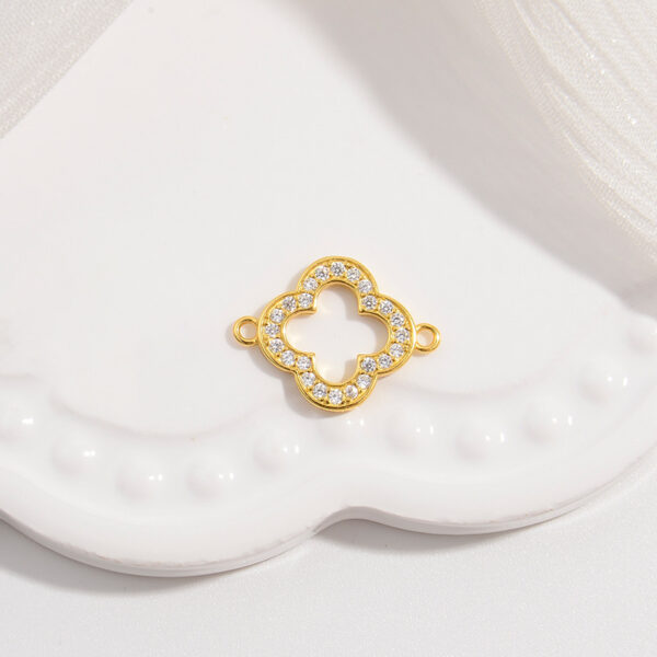Sterling Silver Gold Plated Clover Zircon Charm Connector