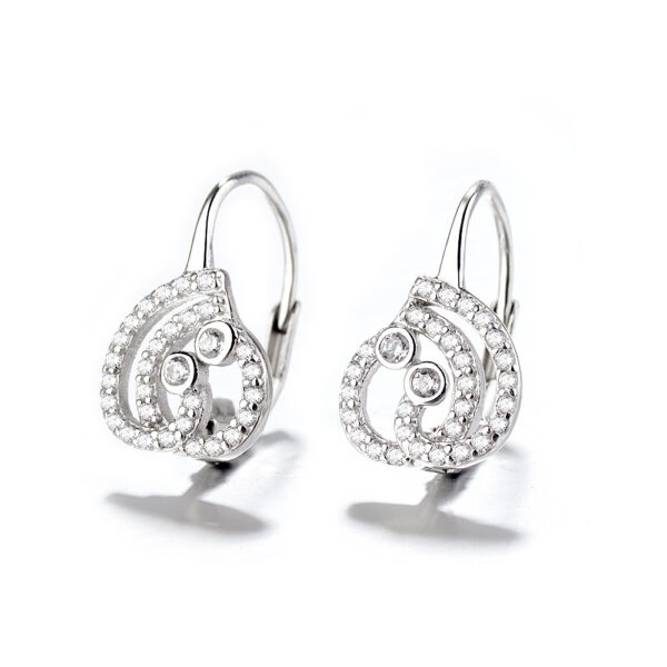Sterling Silver Hook Earrings Zircon Claw Setting Classic