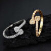 Unisex Geometric Zircon Silver Cuff Bracelet Jewelry