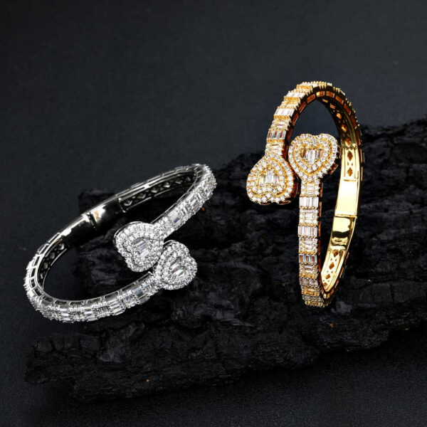 Unisex Geometric Zircon Silver Cuff Bracelet Jewelry