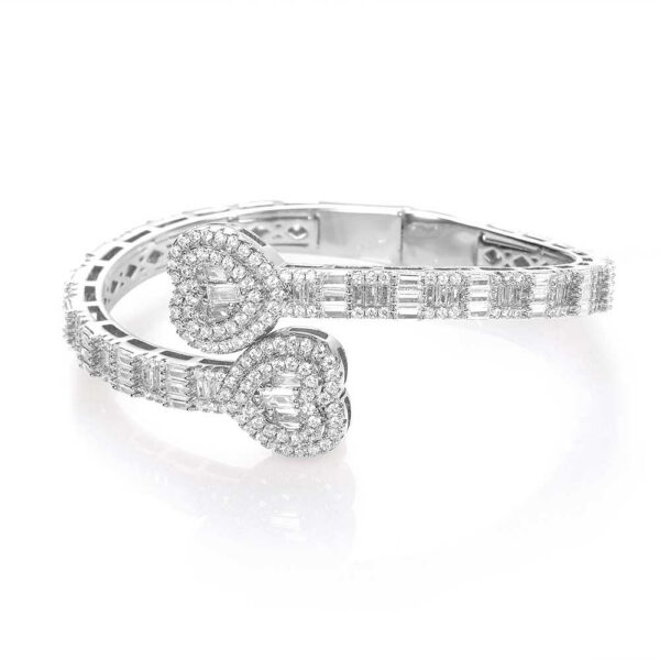 Unisex Geometric Zircon Silver Cuff Bracelet Jewelry