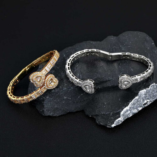 Unisex Geometric Zircon Silver Cuff Bracelet Jewelry