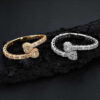 Unisex Geometric Zircon Silver Cuff Bracelet Jewelry
