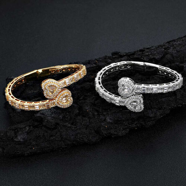 Unisex Geometric Zircon Silver Cuff Bracelet Jewelry