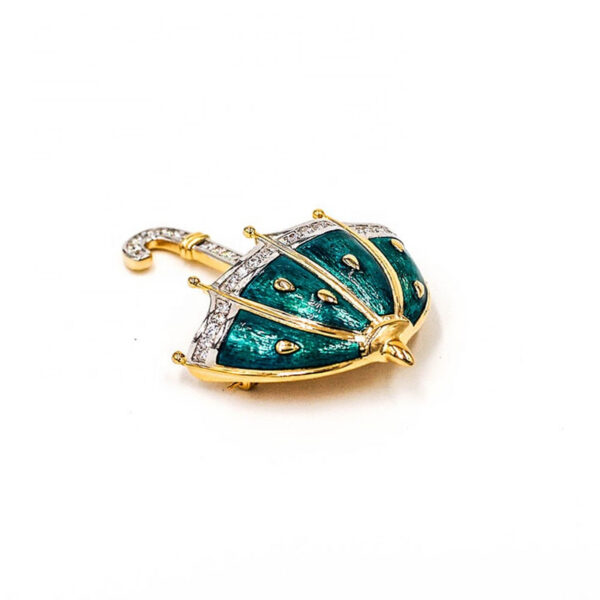 Vintage Cartoon Moissanite Silver Brooch Gold Plated Pin